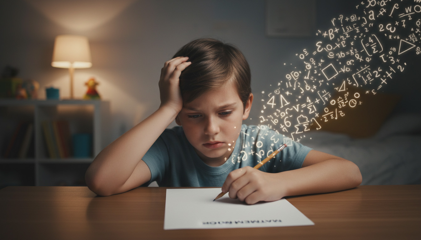 Child feeling anxious and overwhelmed by homework